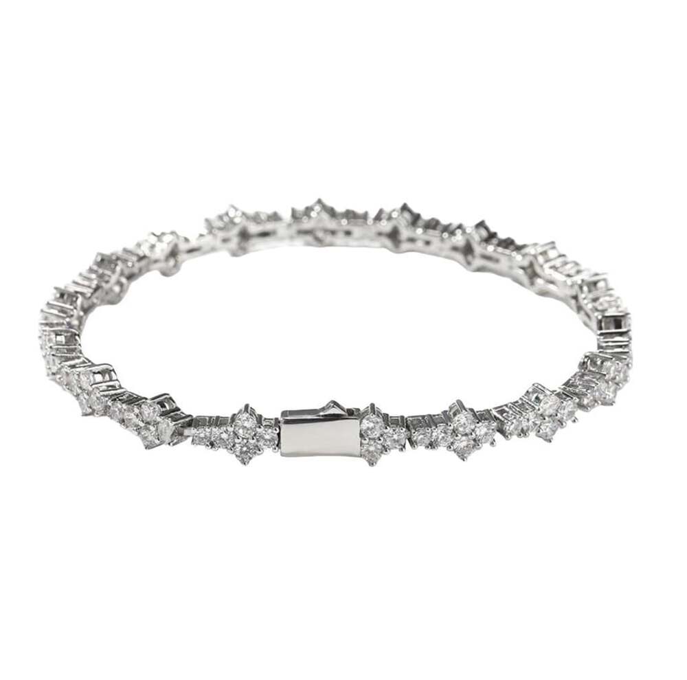 7mm White Gold Plated Tennis Chain Iced Out CZ Bracelet For Mens